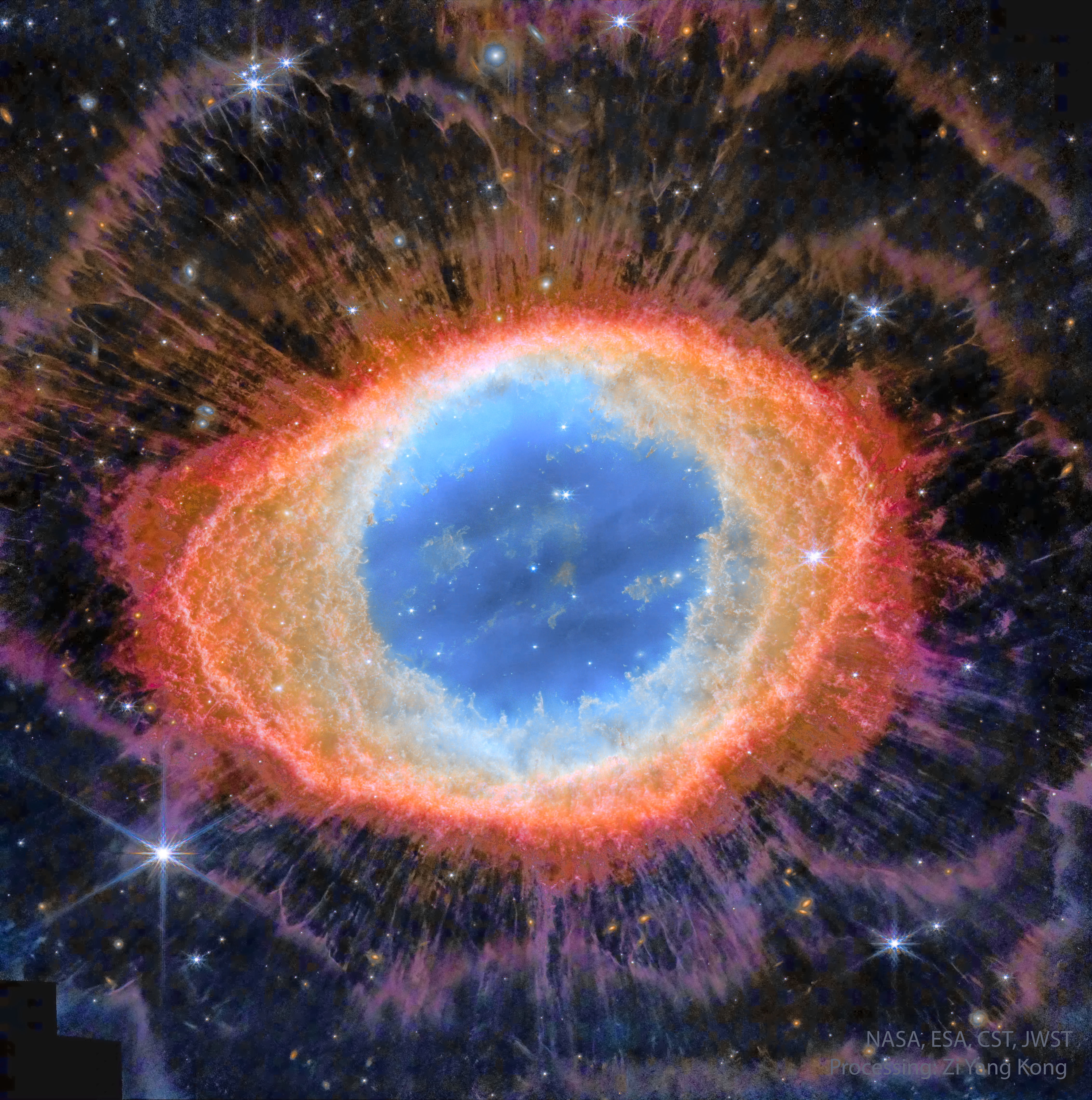 APOD: 2023 August 14 – The Ring Nebula from Webb and Hubble