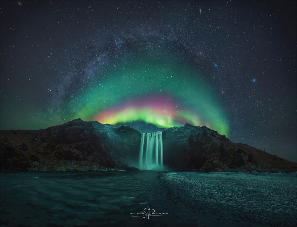 APOD: 2023 December 27 – Rainbow Aurora over Icelandic Waterfall