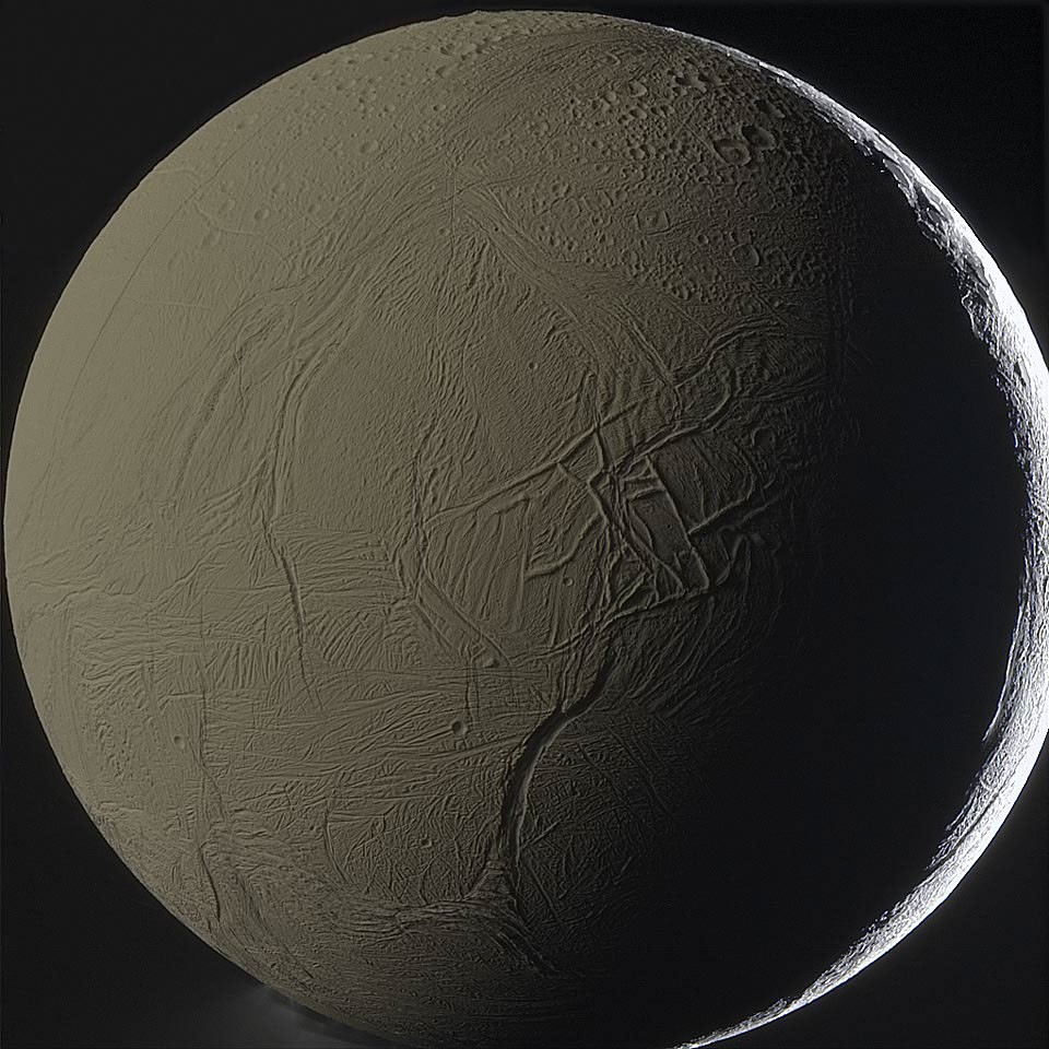 Enceladus by Saturnshine — APOD for 2023-02-05
