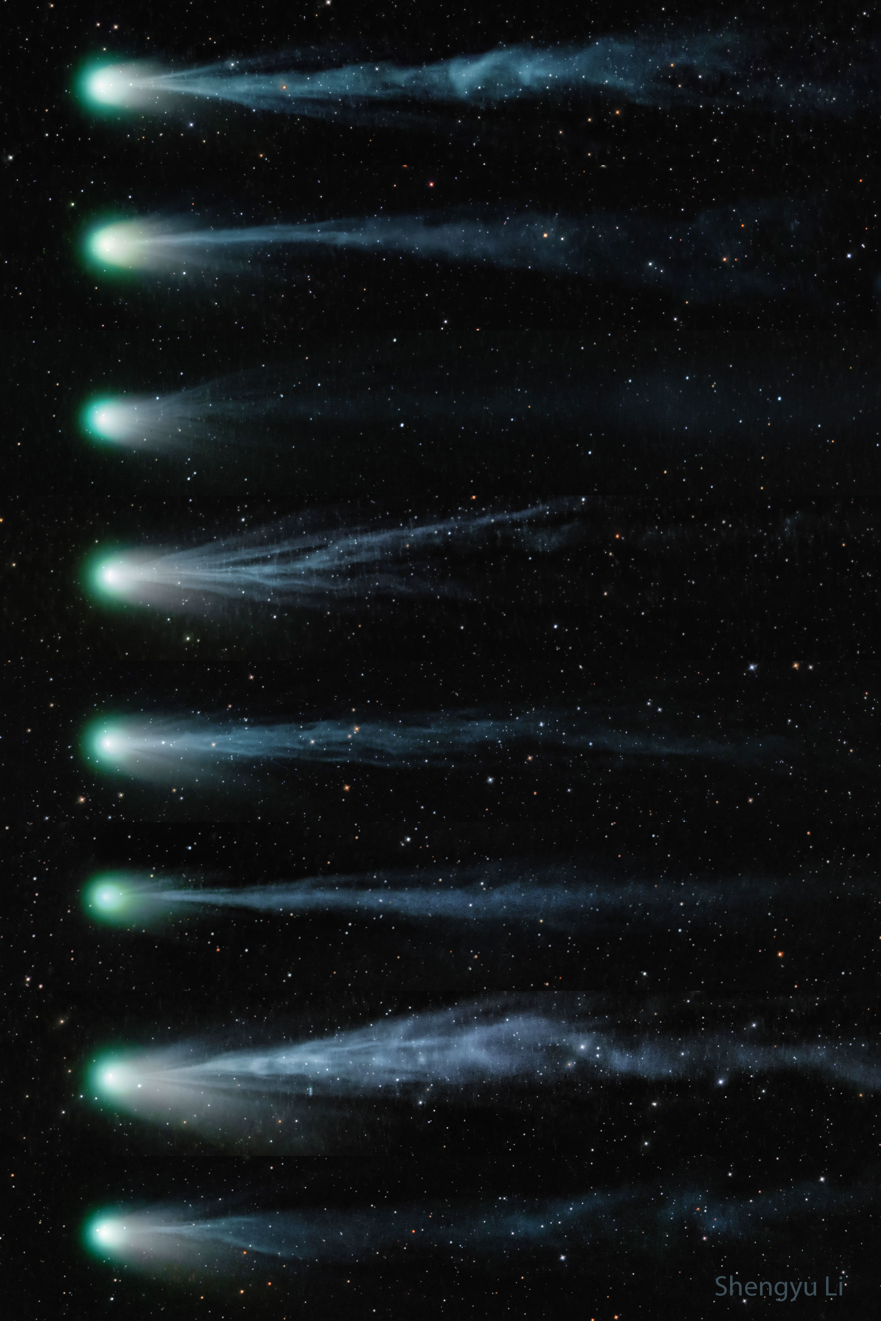 APOD: 2024 April 8 – The Changing Ion Tail of Comet Pons Brooks