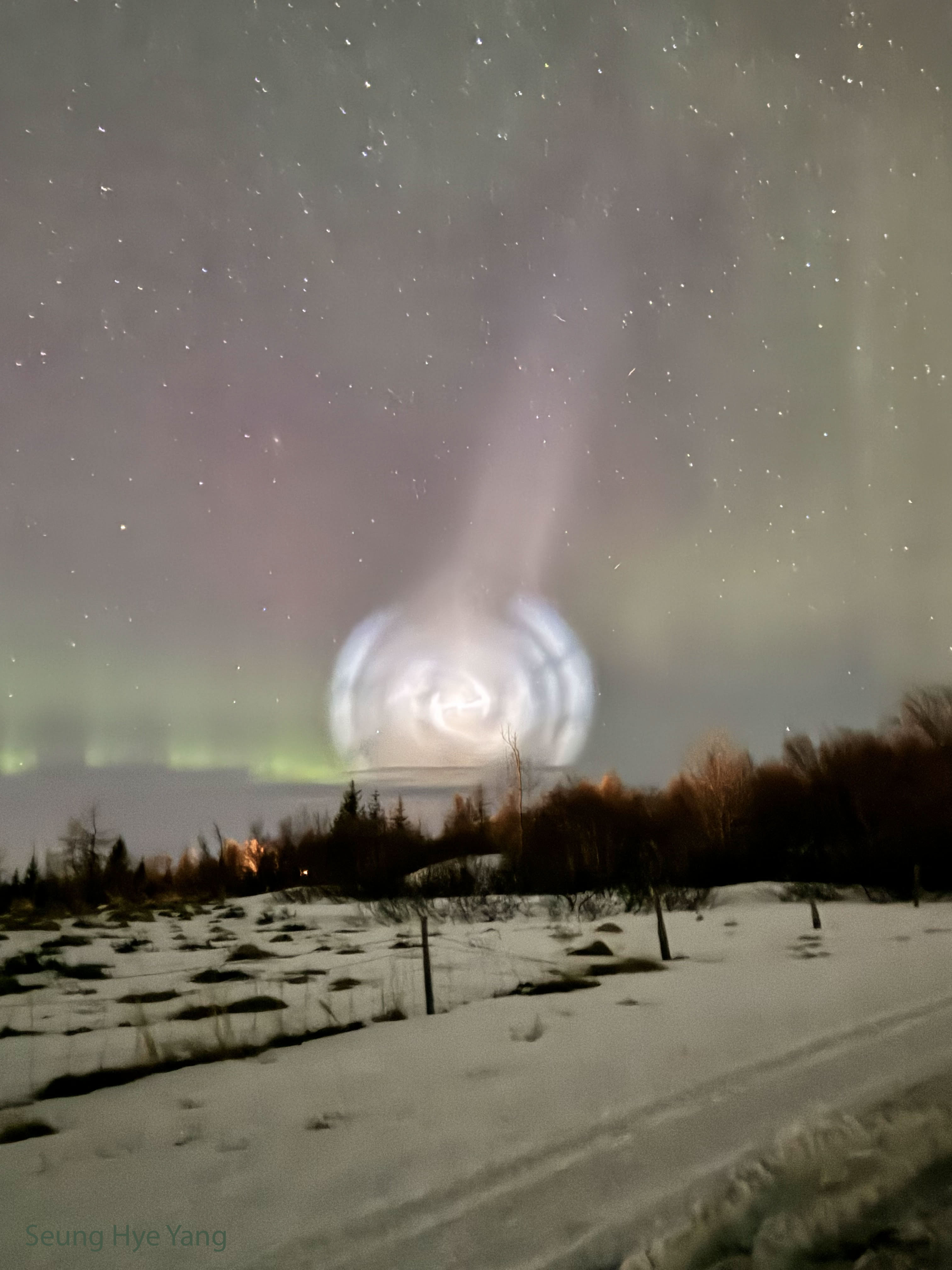 APOD: 2024 March 12 – A Galaxy Shaped Rocket Exhaust Spiral