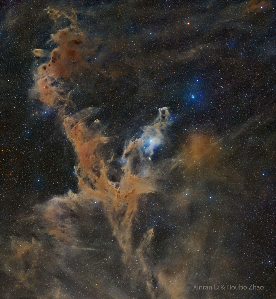 The featured image shows a dark nebula complex involving thick dust appearing brown and making a big
