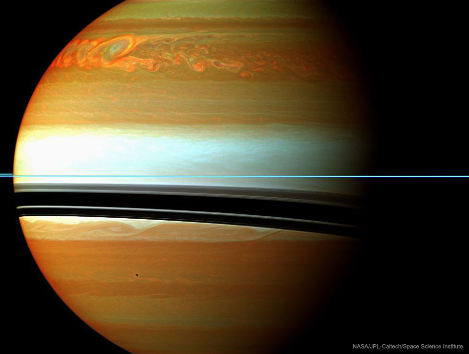 APOD: 2025 October 5 – A Long Storm System on Saturn