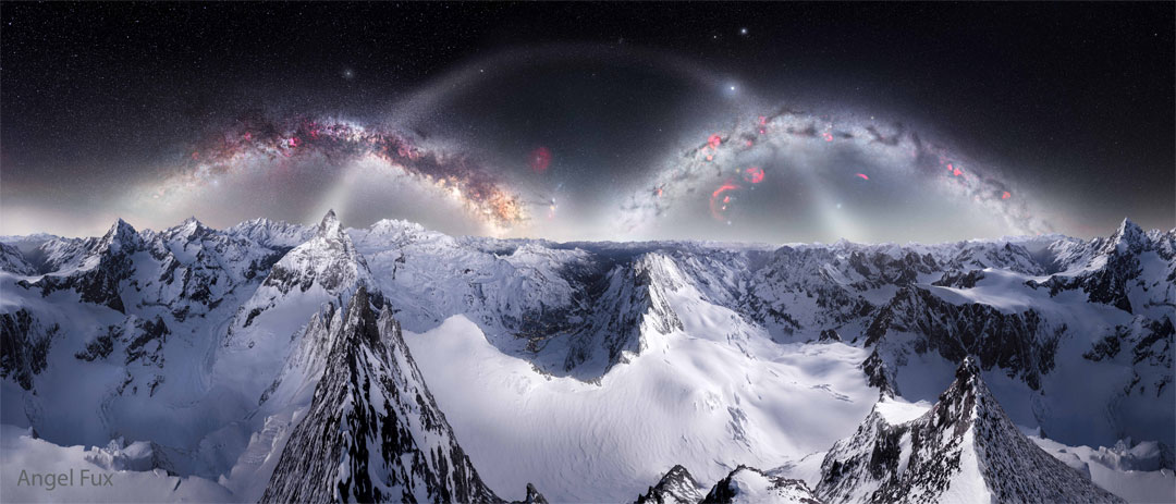 APOD: 2026 April 21 – Three Sky Arches over Snowy Alps