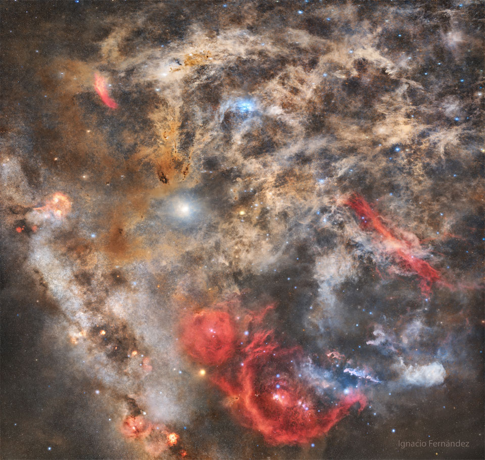 APOD: 2026 March 2 – The Dusty Surroundings of Orion and the Pleiades
