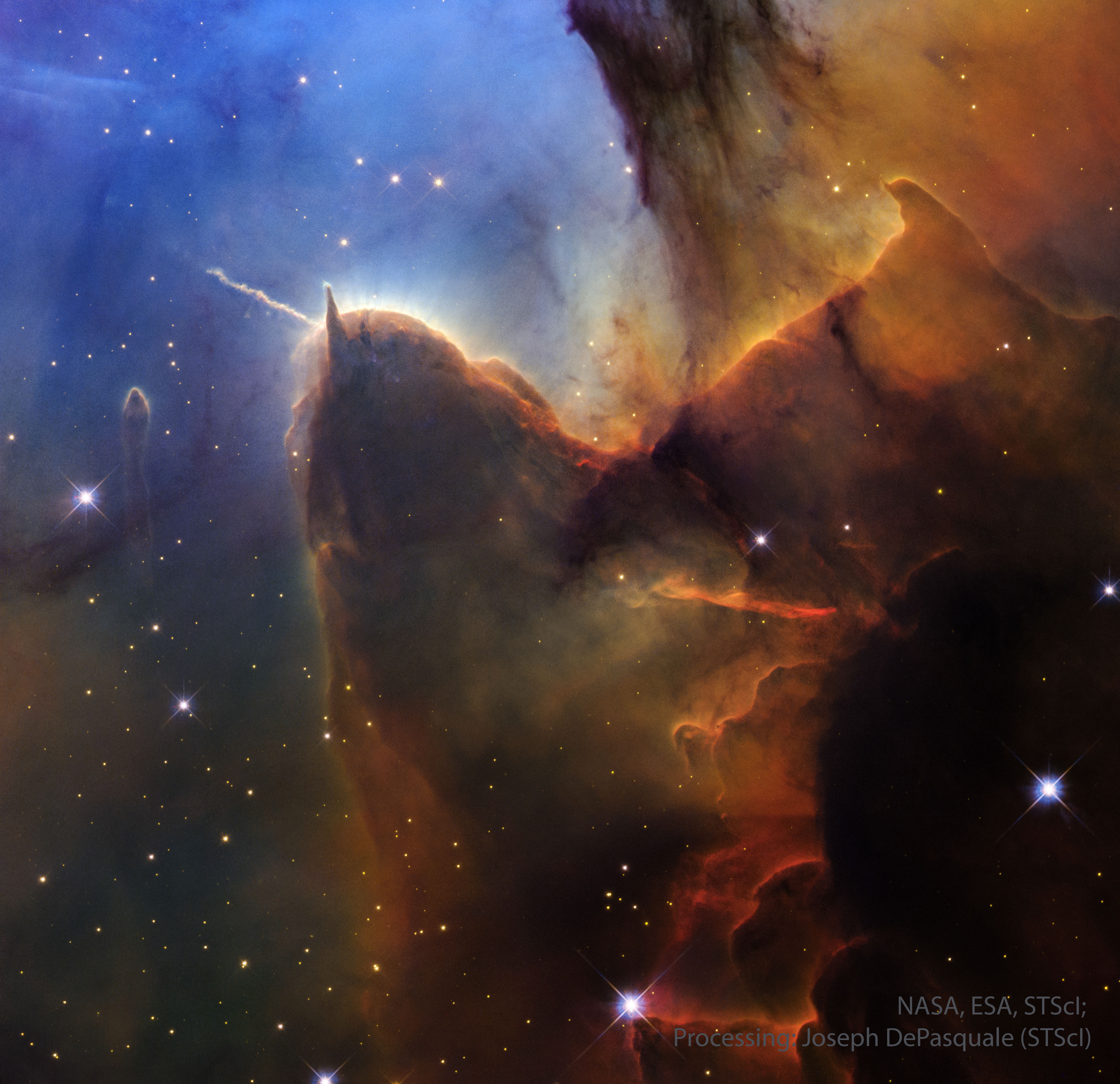 APOD: 2026 May 3 – Trifid Pillars and Jets