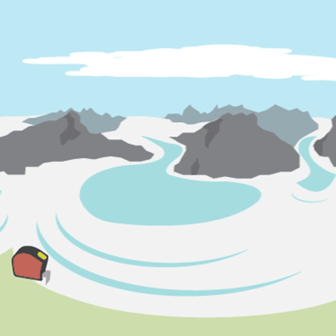 Animation of a tape measure measuring a glacier.