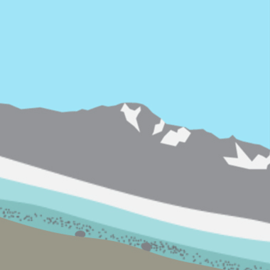 Animations of particles moving along with a glacier.