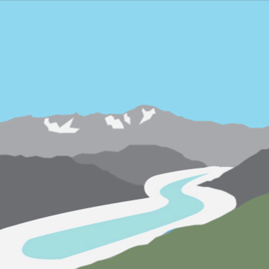 Animation showing the before after of the path of a glacier.
