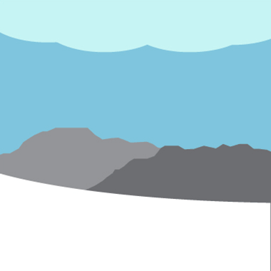 Animation of snow falling on a glacier, with the glacier white on top and blue on bottom.