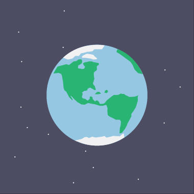 Animation of Earth with arrows pointing where glaciers are located.