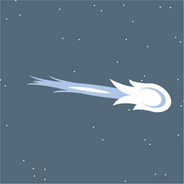 Animation of a comet with distant stars zooming by.