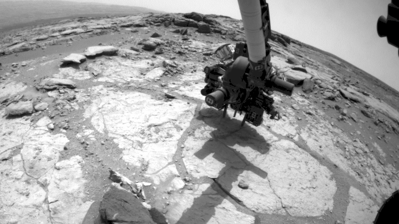 Curiosity drills at the site named Cumberland. The rover's Front Hazard-Avoidance Camera took these images on May 19, 2013.