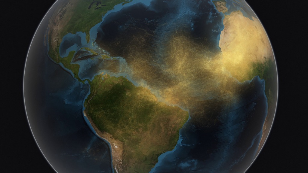 LEAD: NASA scientists have made the first multi-year satellite-based estimate of how much Saharan dust in Africa floats all the way to South America’s Amazon rainforest.1. An estimated 28 million tons of African dust falls on the Amazon rainforest – more than 100,000 semi-truck loads.2. A small but very important ingredient in the dust is the phosphorus from an ancient dusty lake bed in Chad.3. The African phosphorus plays a critical role as a natural fertilizer for the Amazon rainforest growth.TAG: This dust transport is the largest on the planet. Satellite studies will also help determine its relationship to climate changes.