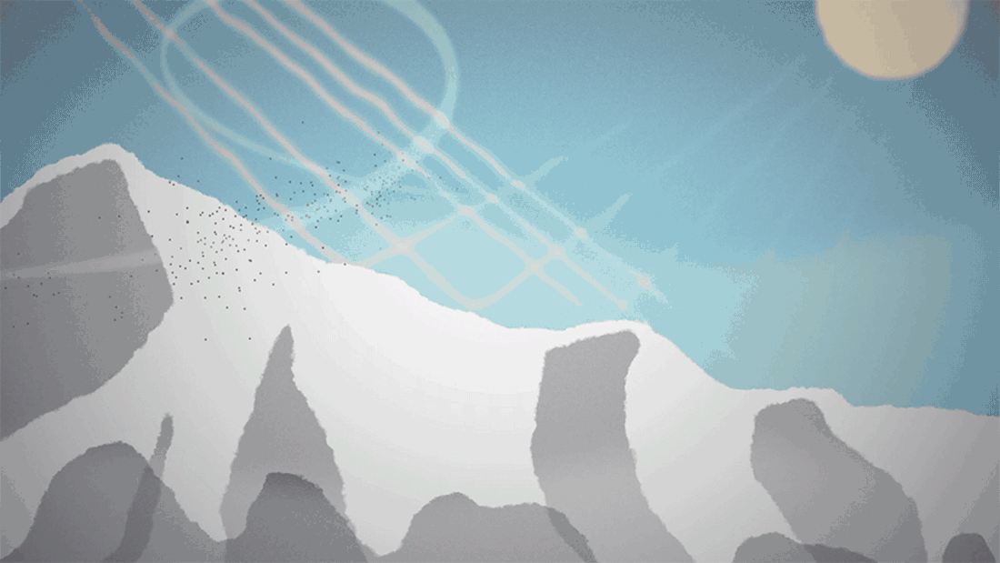 When soot and dust settle on snow, the darker-colored particles absorb more heat and the snow melts faster.