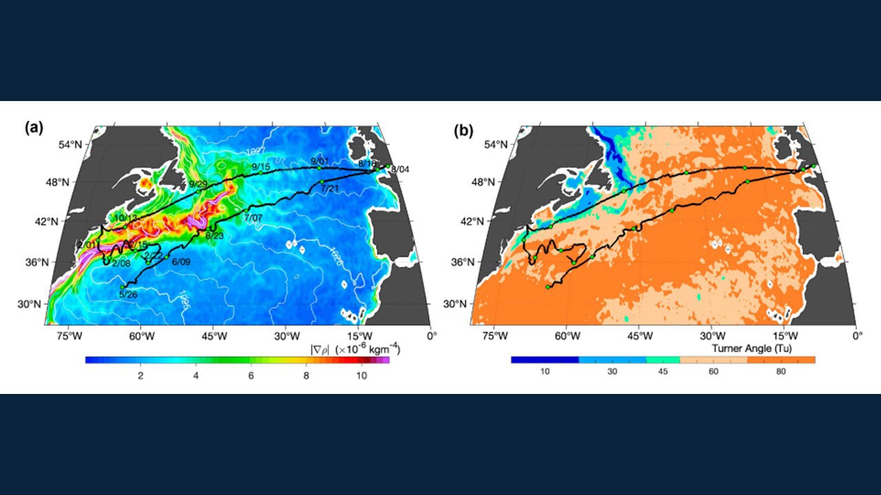 color overlaid maps of the northern Atlantic Ocean