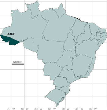 Map of Brazil showing the state of Acre