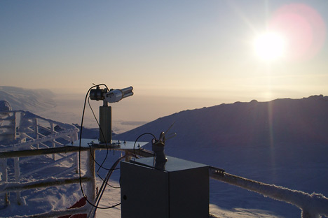 Photograph of the CIMEL sun photometer at the Polar Environment Atmospheric Research Laboratory.