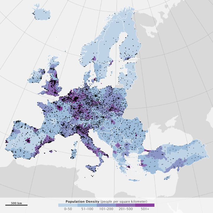 Even in densely populated Europe, there are large areas without any stations measuring air quality.