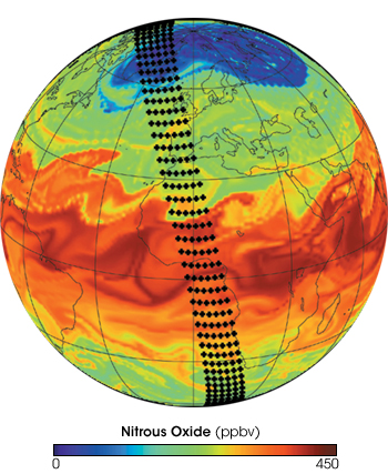 Modeled global map of nitrous oxide