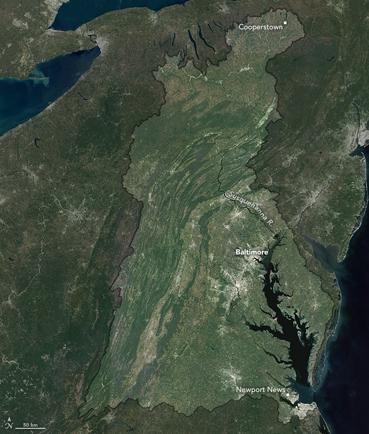 Cloudless mosaic of the Chesapeake Bay Watershed