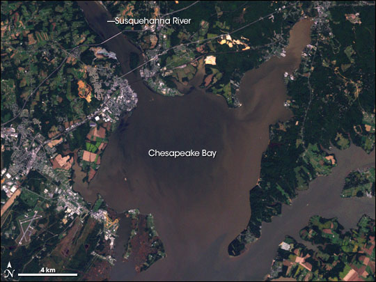 Landsat image of the Susquehanna River entering the Chesapeake