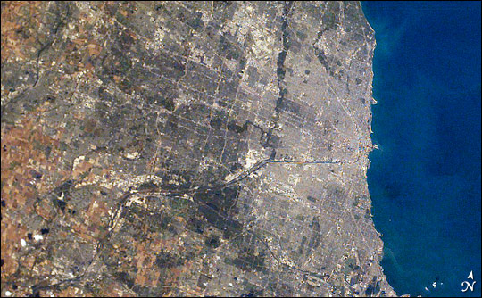 Chicago by day, from the International Space Station.