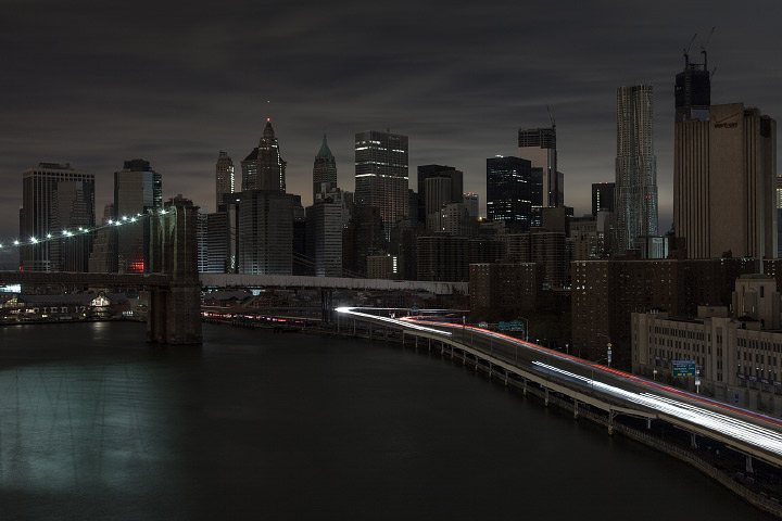 Downtown Manhattan, New York, after Hurricane Sandy knocked out power to much of the city.