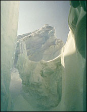 View out of a crevasse