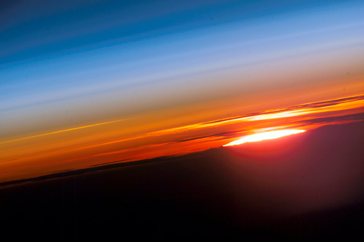 The setting sun, photographed from the International Space Station.