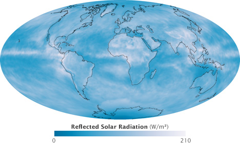 Map of reflected solar radiation during September 2008.