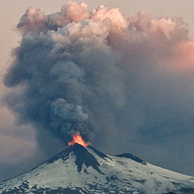 Llaima Volcano erupting.