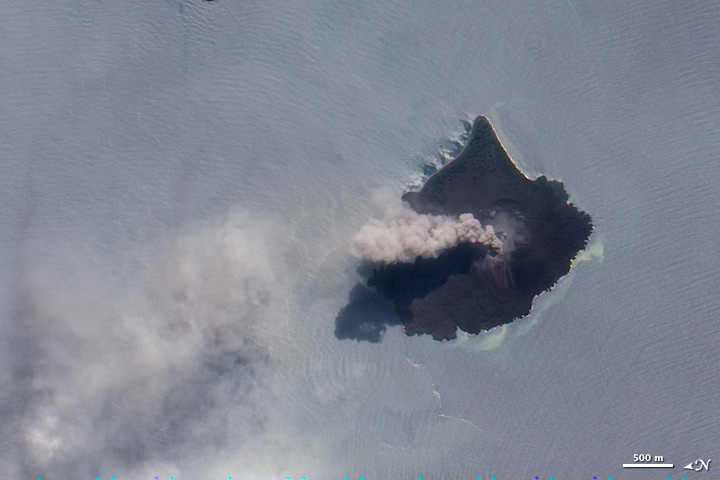 Satellite image of ash plume from Krakatoa.