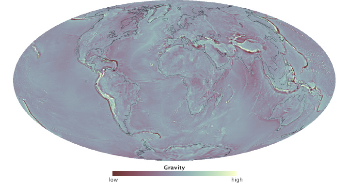 Map of global gravity anomaly.
