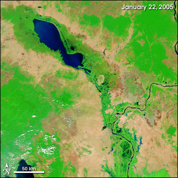 Satellite image of the Tonle Sap Wetlands during the dry season