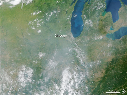 Satellite image of pollution over the Midwest