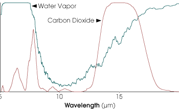Graph Comparing Carbon Dioxide and Water Vapor Absorption