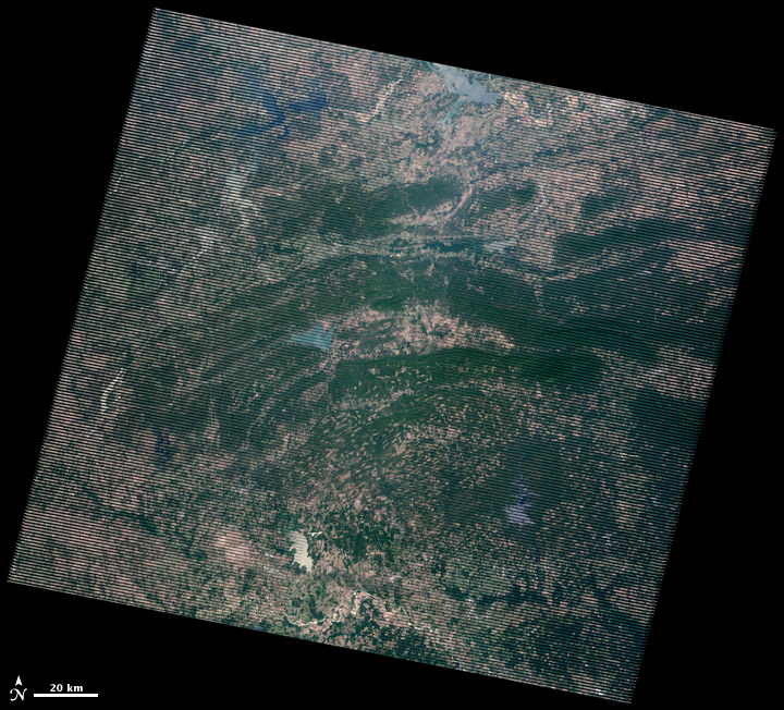 Landsat image of the Ouachita Mountains, collected on June 26, 2012 2012.