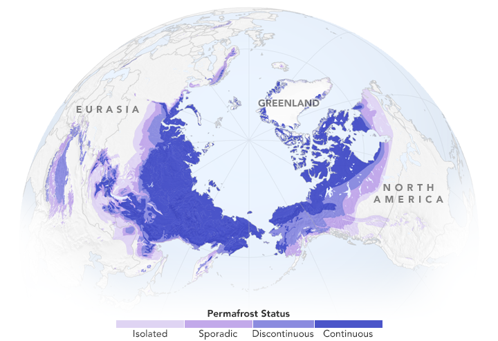 Permafrost is common in the northern hemisphere.