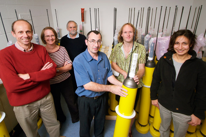 Photograph of the CSIRO team with Argo floats.