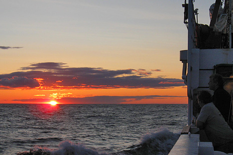 Photograph of sunset from the deck of the Delaware 2.