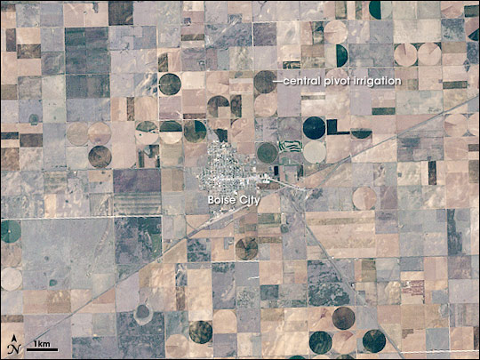 Satellite image of Boise City, OK.