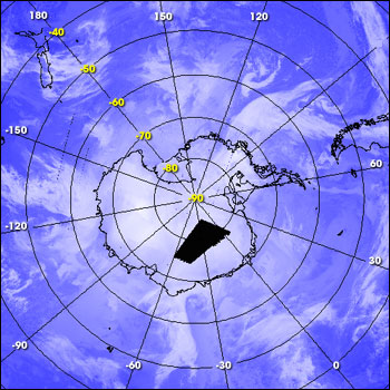 Infrared satellite image of Antarctic weather