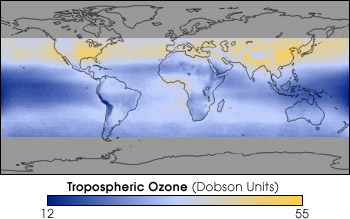 tropospheric ozone distribution map