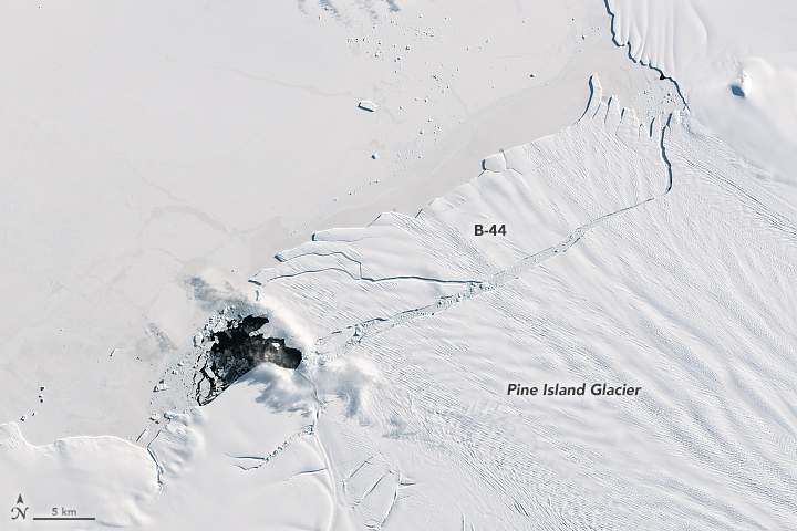 This image shows the recently calved iceberg B-44, on September 28, 2017.