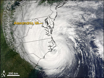 Satellite image of Hurricane Isabel approaching the East Coats