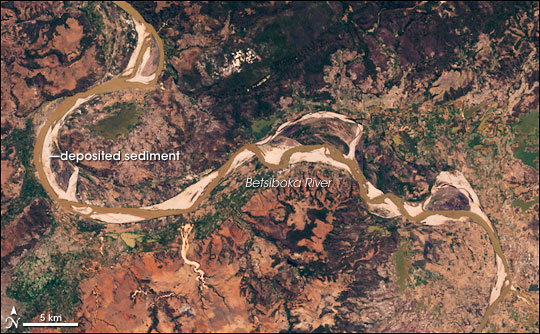 Landsat image of the Betsiboka River, filled with sediment