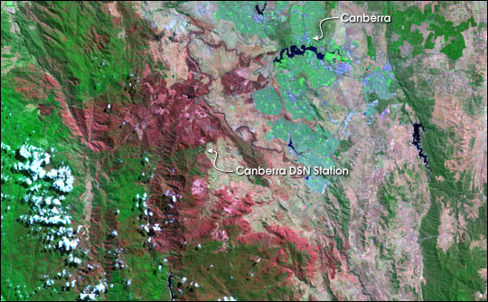 High Resolution Satellite Image of Burn Scars near Canberra, Australia