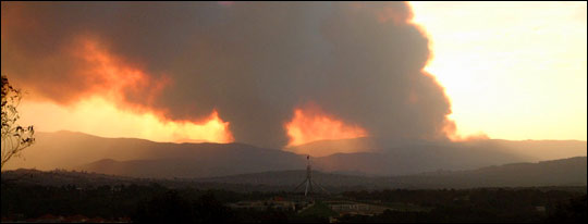 Photograph of Smoke Rising Above Tidbinbilla Nature Reserve