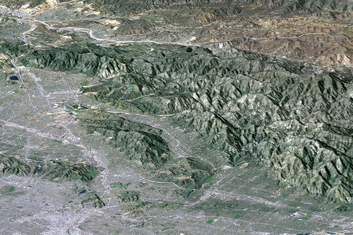 Topographic view of greater Los Angeles derived from SRTM data.